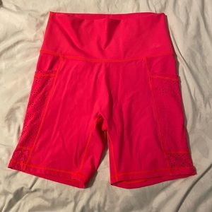 Aerie womens biker shorts bright coral
